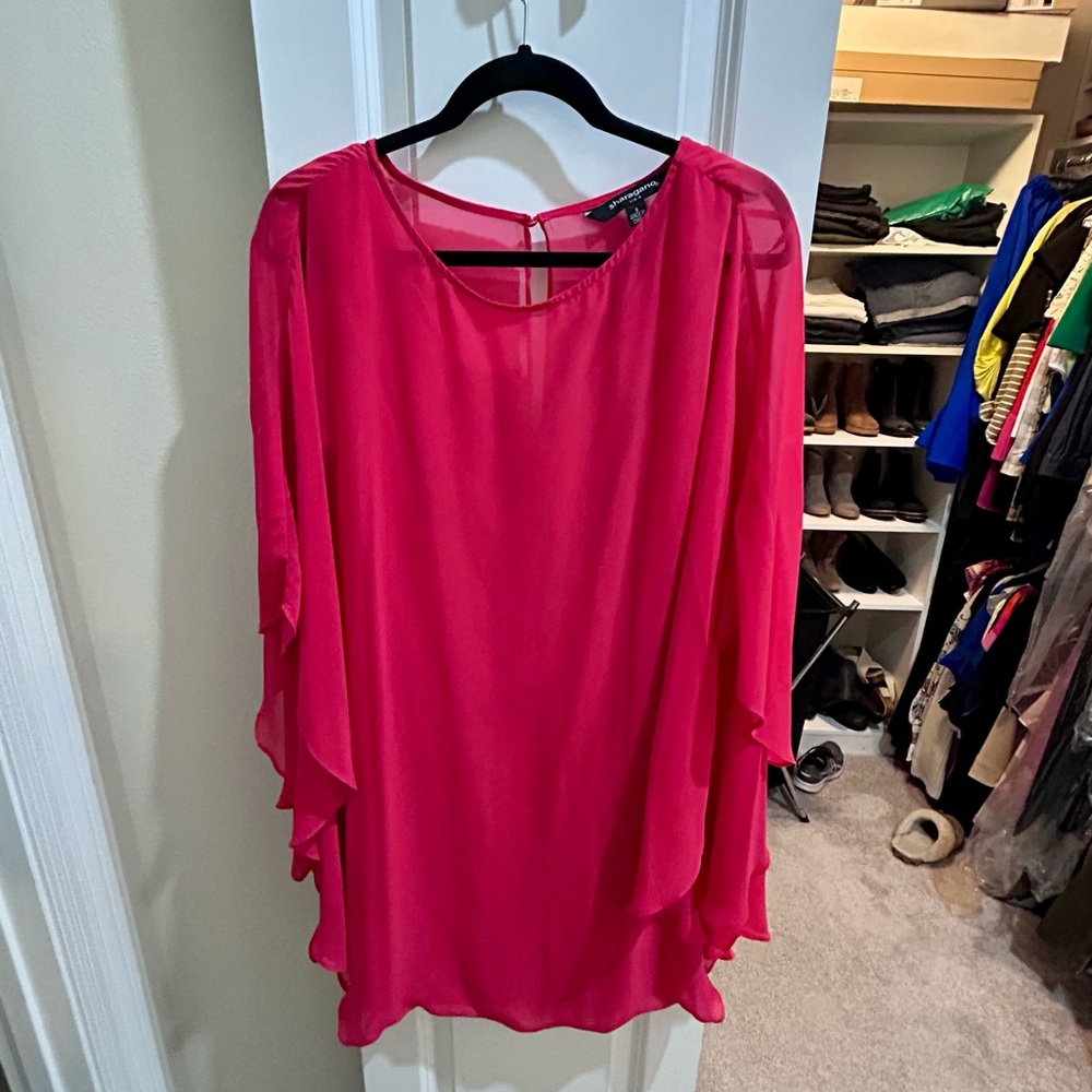 Sharagano Split Sleeve Red Dress